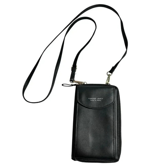 Forever Lovely Handbags - FOREVER LOVELY DESIGN FOR MADLEY BLACK CROSSBODY BAG PHONE POCKET